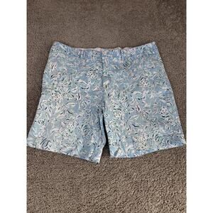 Lilly Pulitzer Beaumont Shorts Mens 40 Blue 9 In Inseam Chino Tiger Print